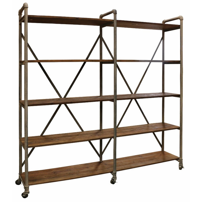 Riley Double Shelving - Grey/Beige Frame