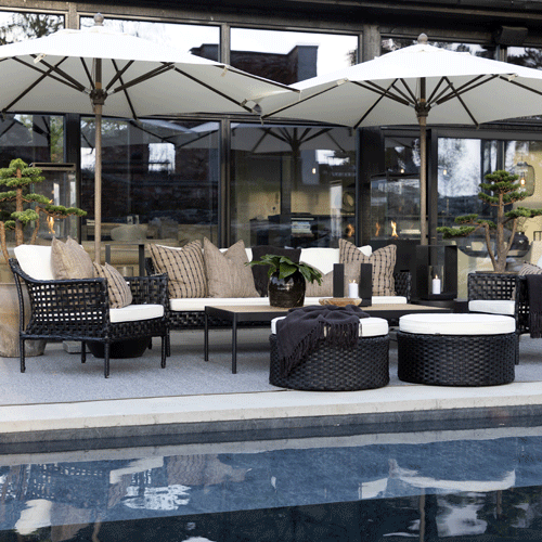Artwood Toledo Outdoor Ottoman - Classic Black