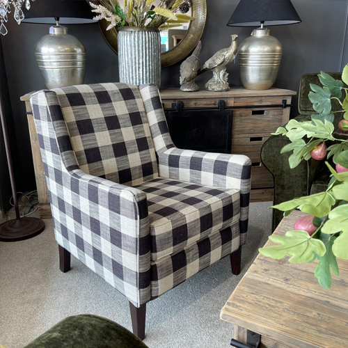 Sherwood Armchair - Made in NZ - Check Fabric