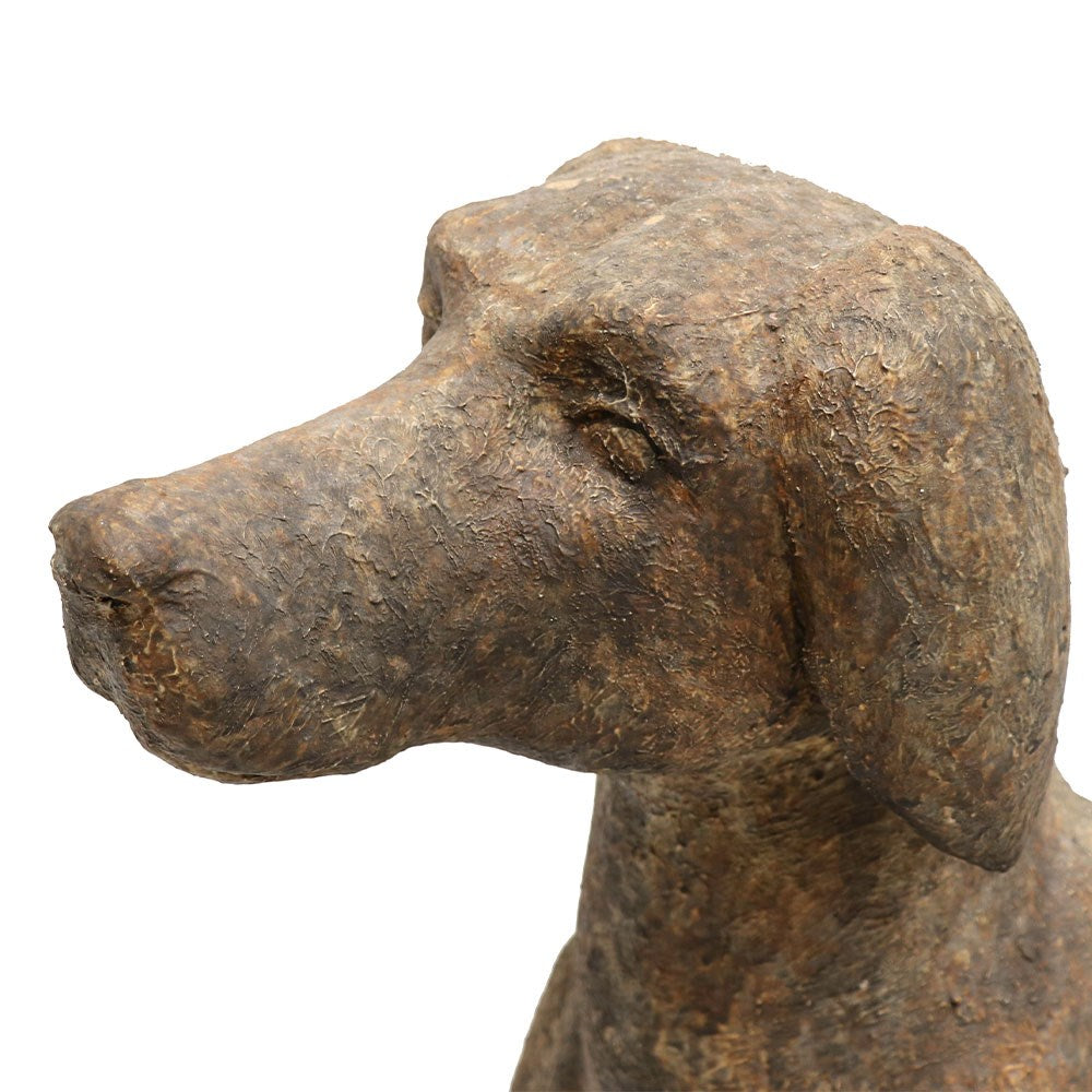 Aged Finish Clay Dog Statue - Medium