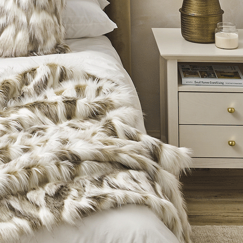 Heirloom NZ Made Faux Fur Throw - 150x180cm - Snowshoe Hare