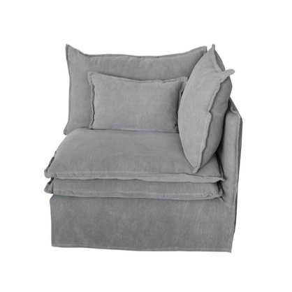St Lucia Linen Slipcover Modular Sofa Right Corner Grey