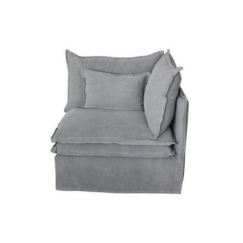 St Lucia Linen Slipcover Modular Sofa - Right Corner - Grey