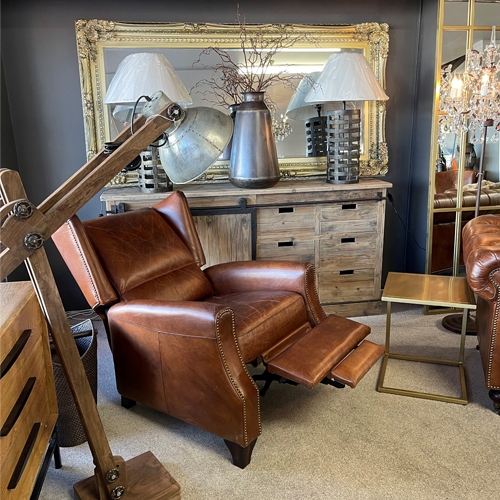 Stamford Leather Recliner Chair - Aged Brown