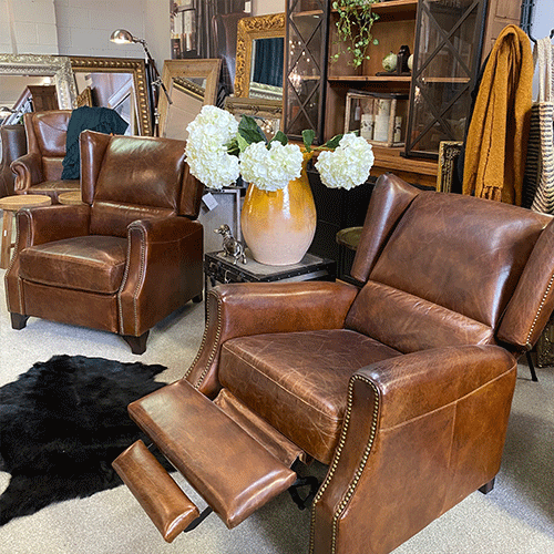 Stamford Leather Recliner Chair - Aged Brown – Greenslades Furniture