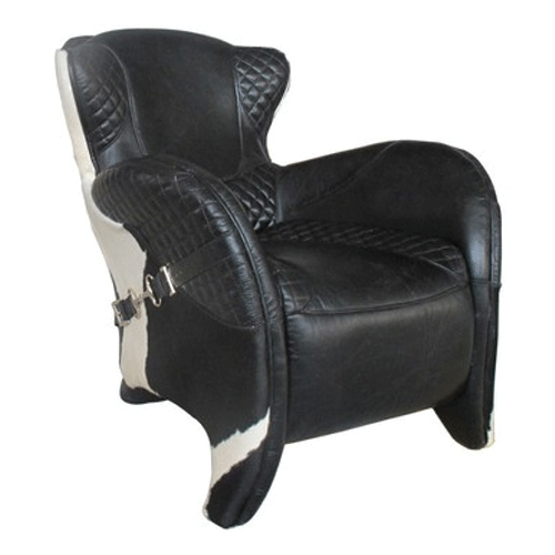 Stampede Leather & Hide Armchair - Black