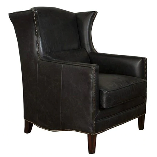 Wing Leather Armchair - Black