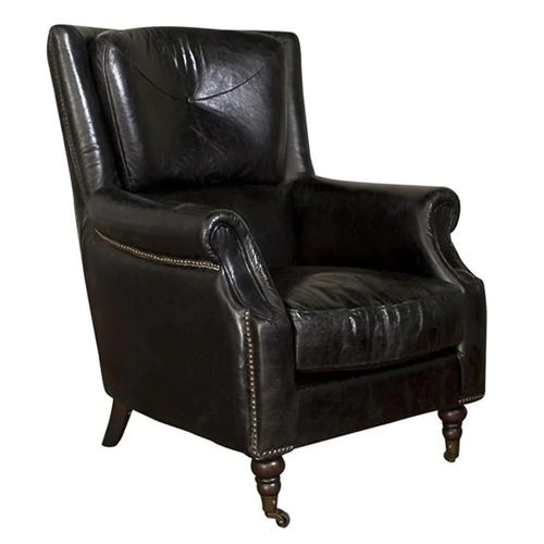 Stanwick Leather Armchair - Aged Black