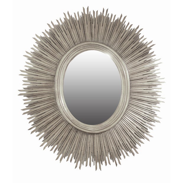 Oval Silver Leaf Finish Sun Mirror - 1270mm