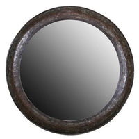 Rustic Metal Round Mirror - 112cm
