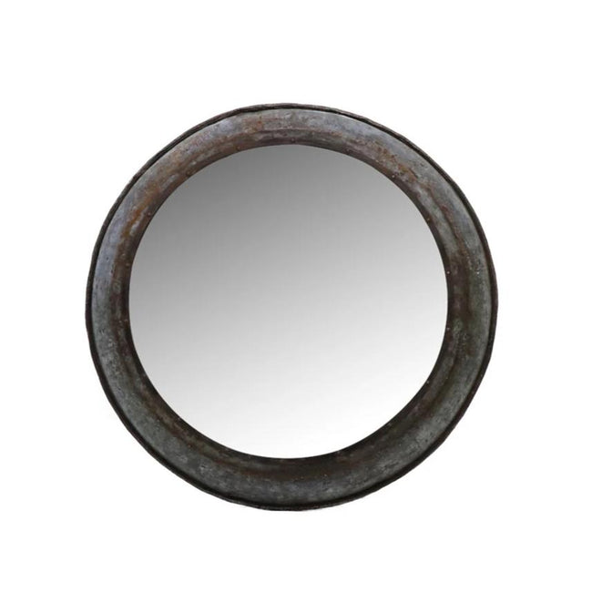Rustic Metal Round Mirror - 91cm