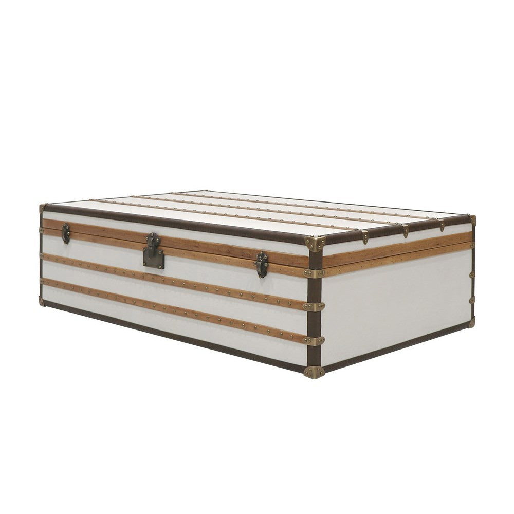 Trunk Coffee Table Aged White Leather Greenslades Furniture