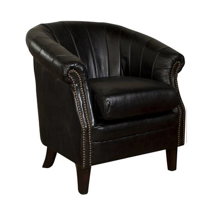 Revel Leather Tub Chair - Vintage Black