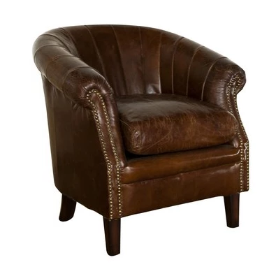 Revel Leather Tub Chair - Vintage Brown