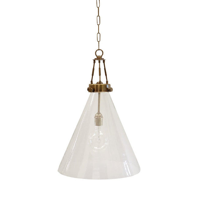 Vitrene Brass Glass Hanging Light - Large