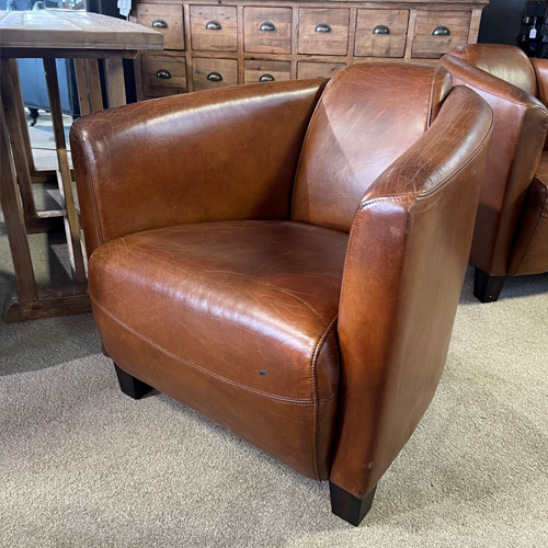 Viking Leather Armchair - Aged Brown