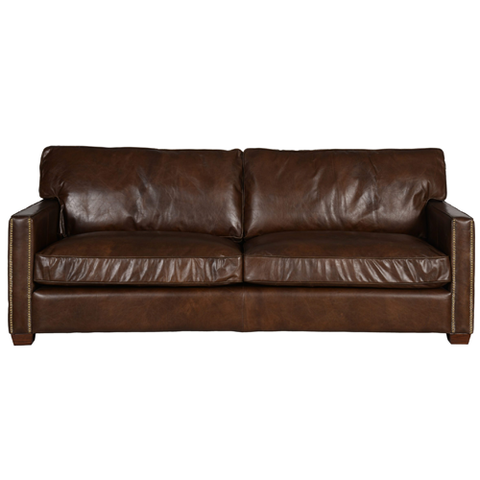 Halo Kensington Leather Chesterfield Sofa - 3 Seater - Vintage Cigar