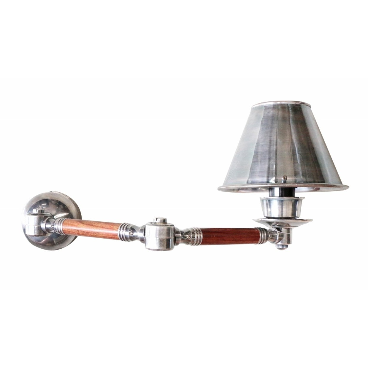 Wood Detail Wall Lamp with Pewter Style Shade