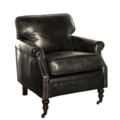 Winston Vintage Black Leather Armchair