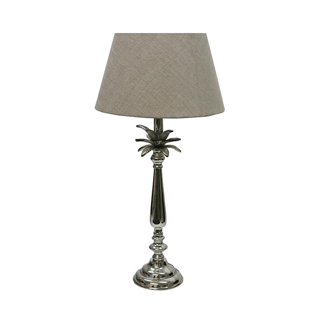 Zara Palm Lamp with Shade - Nickel + Linen