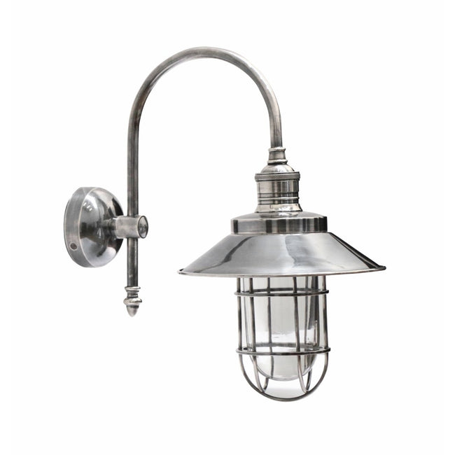 Outdoor IP54 Brushed Pewter Style Cage Wall Lamp wtih Shade