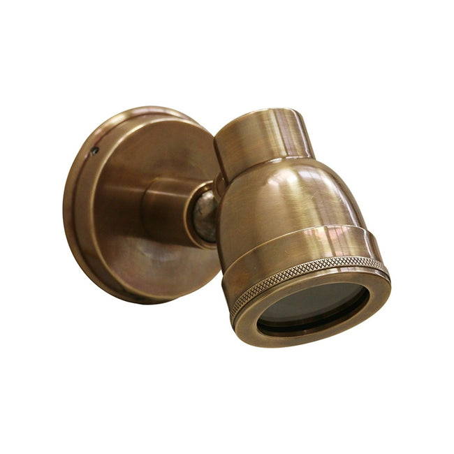 Outdoor IP54 Wall Mounted Brass Spotlight - Deep Brass Finish