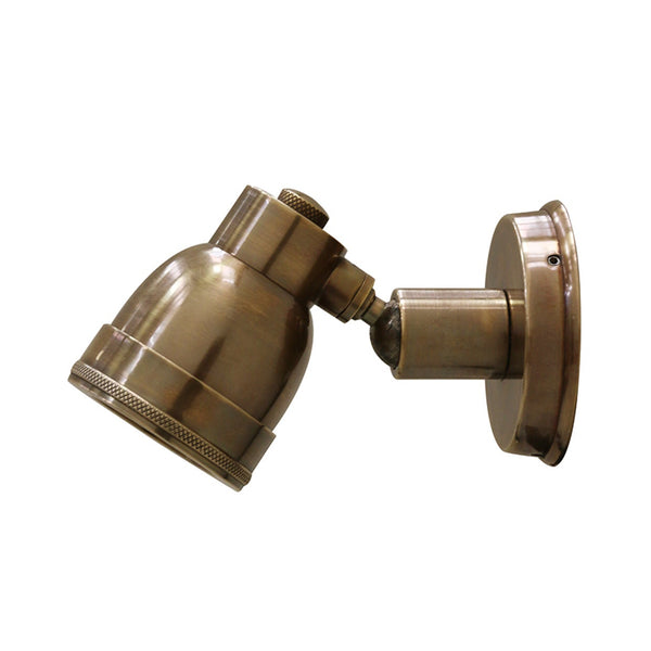 Outdoor IP54 Wall Mounted Brass Spotlight - Deep Brass Finish