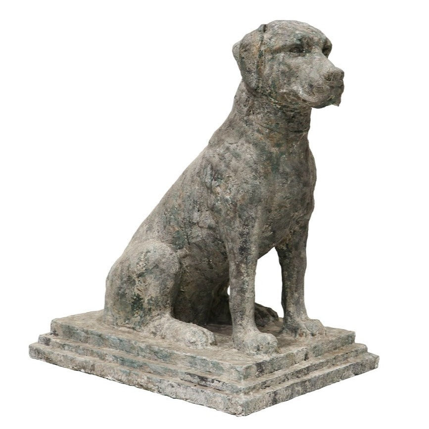 Rustic Outdoor Clay Dog Statue - Large