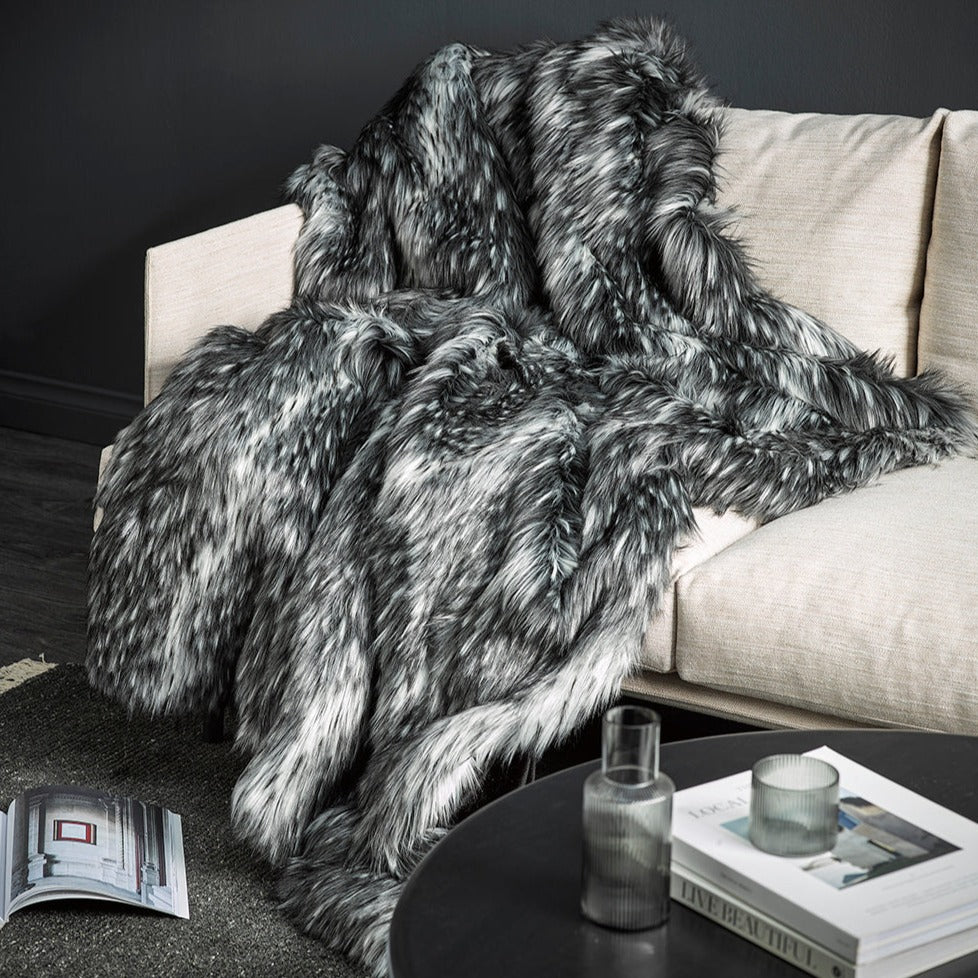 Heirloom NZ Made Faux Fur Throw 150x180cm Alaskan Wolf