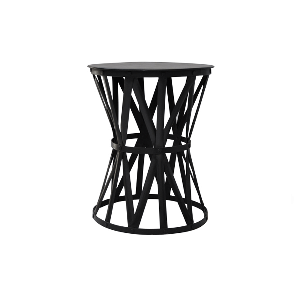 black iron drum side table