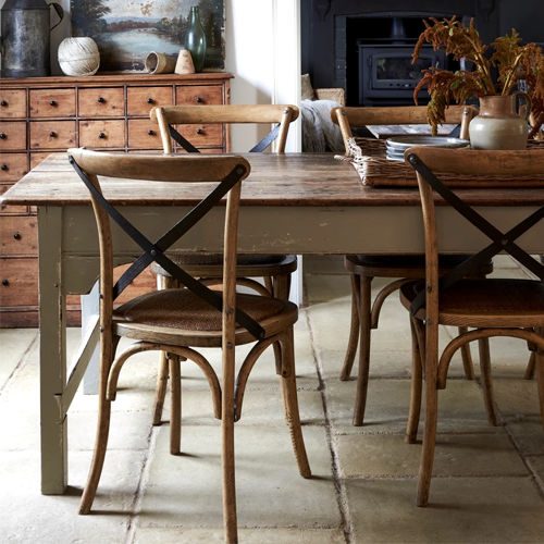 Marcel Cross Back Dining Chair - Natural Oak + Metal