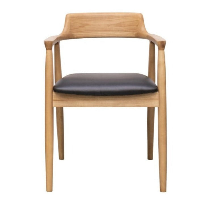 Eaton Dining Chair - Natural with Black Leather