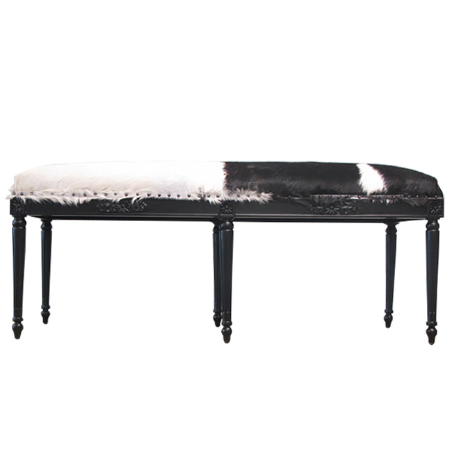 Pedro Goatskin Bed End Bench - Black and White - 130cm