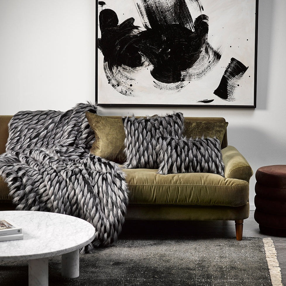 Heirloom NZ Made Faux Fur Throw - 150x180cm - Guinea Fowl