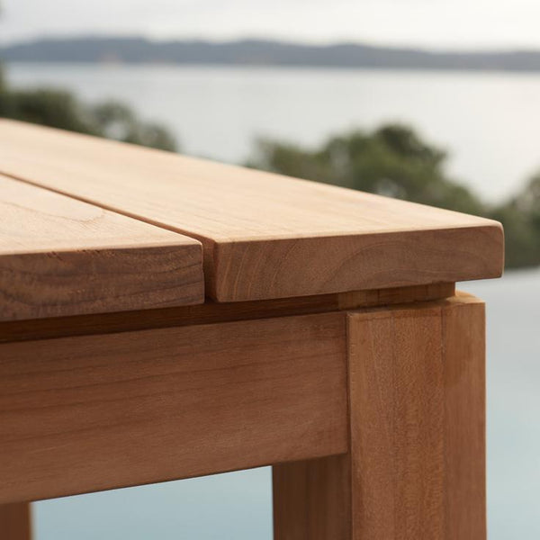 Devon Haast Teak Outdoor Bar Leaner Table 700 Square Greenslades Furniture