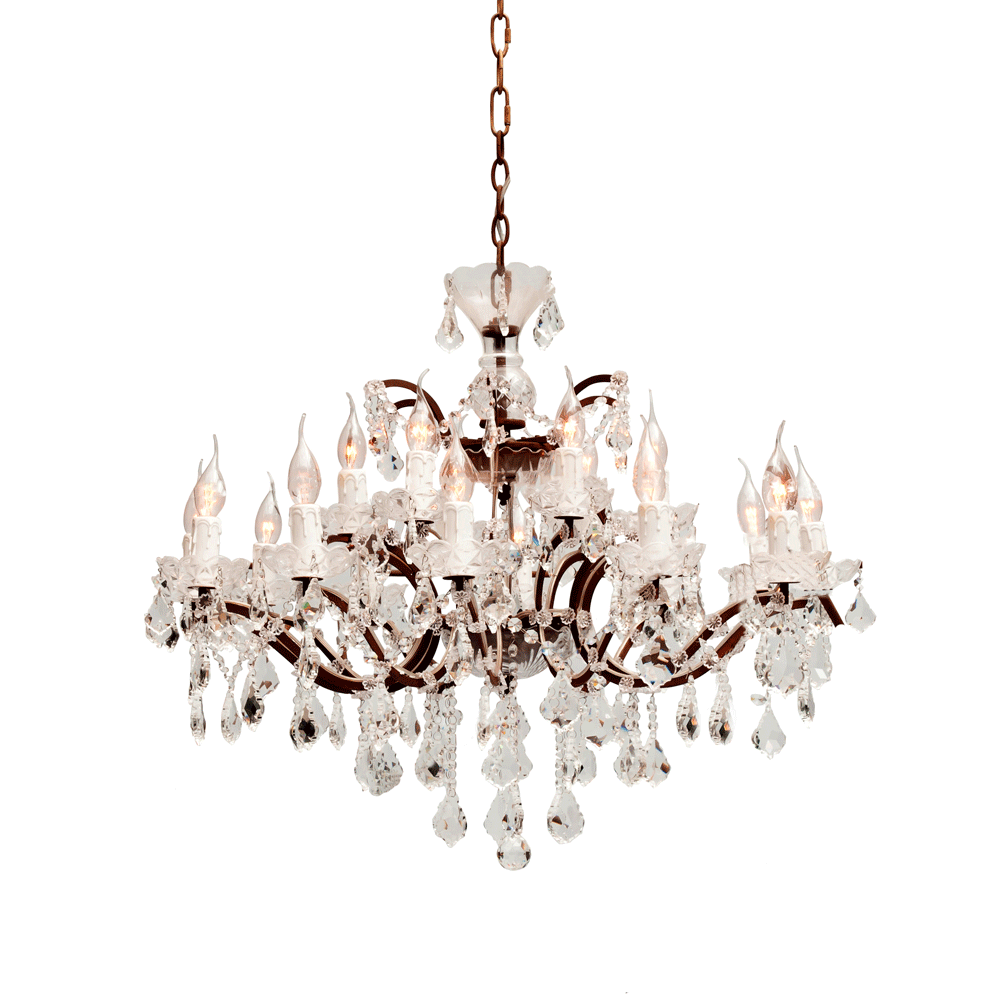 Halo Crystal Chandelier - Antique Rust and Crystal - Medium