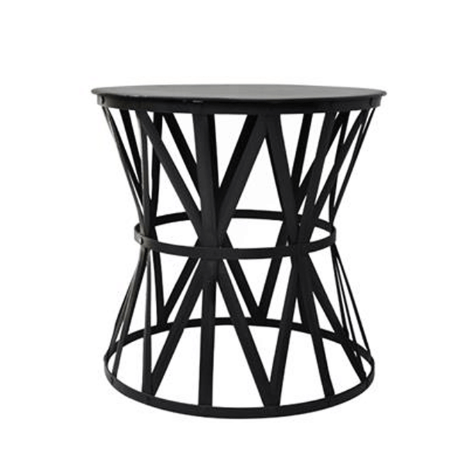 black iron drum side table