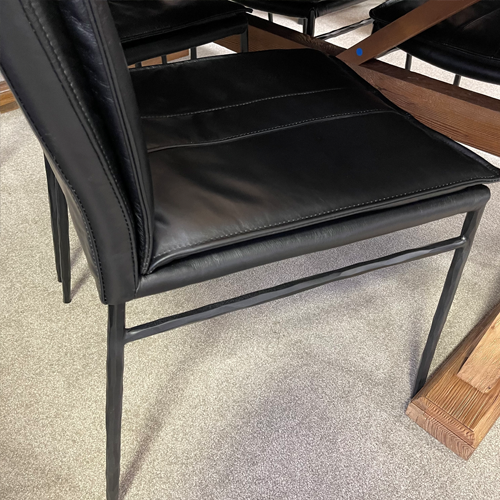 Maxson Black Leather Dining Chair - Metal Legs