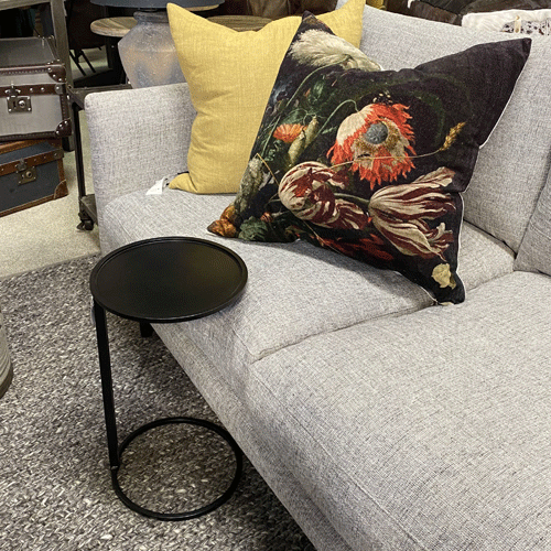 Small Black Circular Couch Side Table