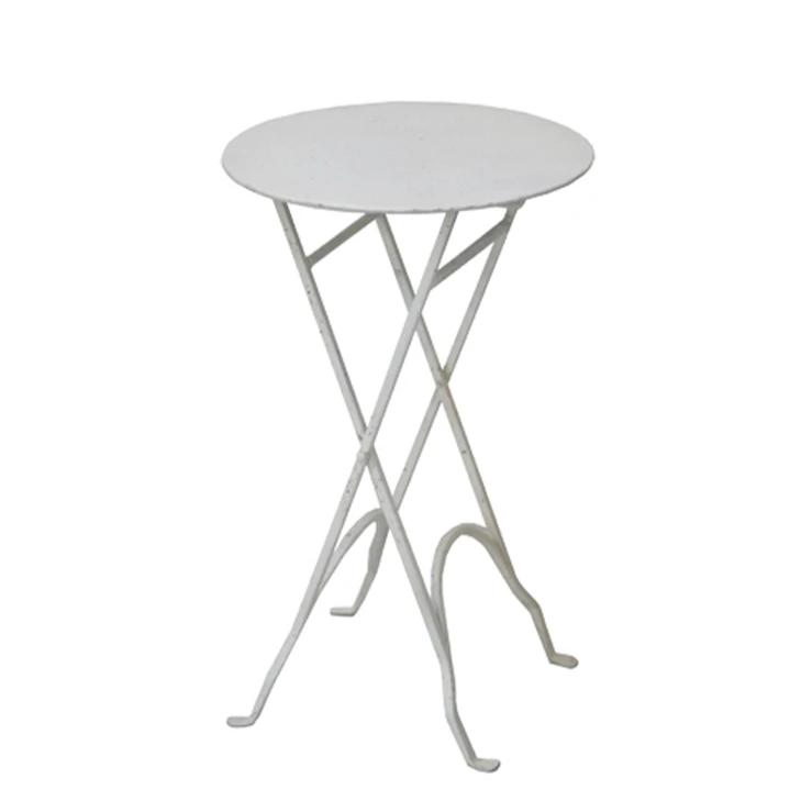 Round White Folding Iron Side Table