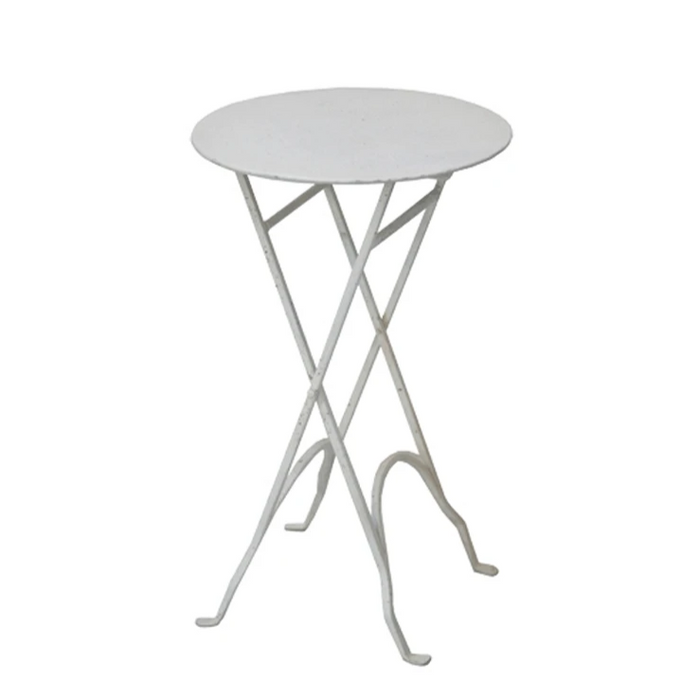 Round White Folding Iron Side Table