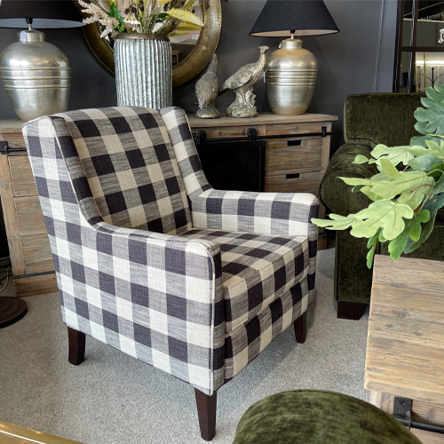 Sherwood Armchair - Made in NZ - Check Fabric
