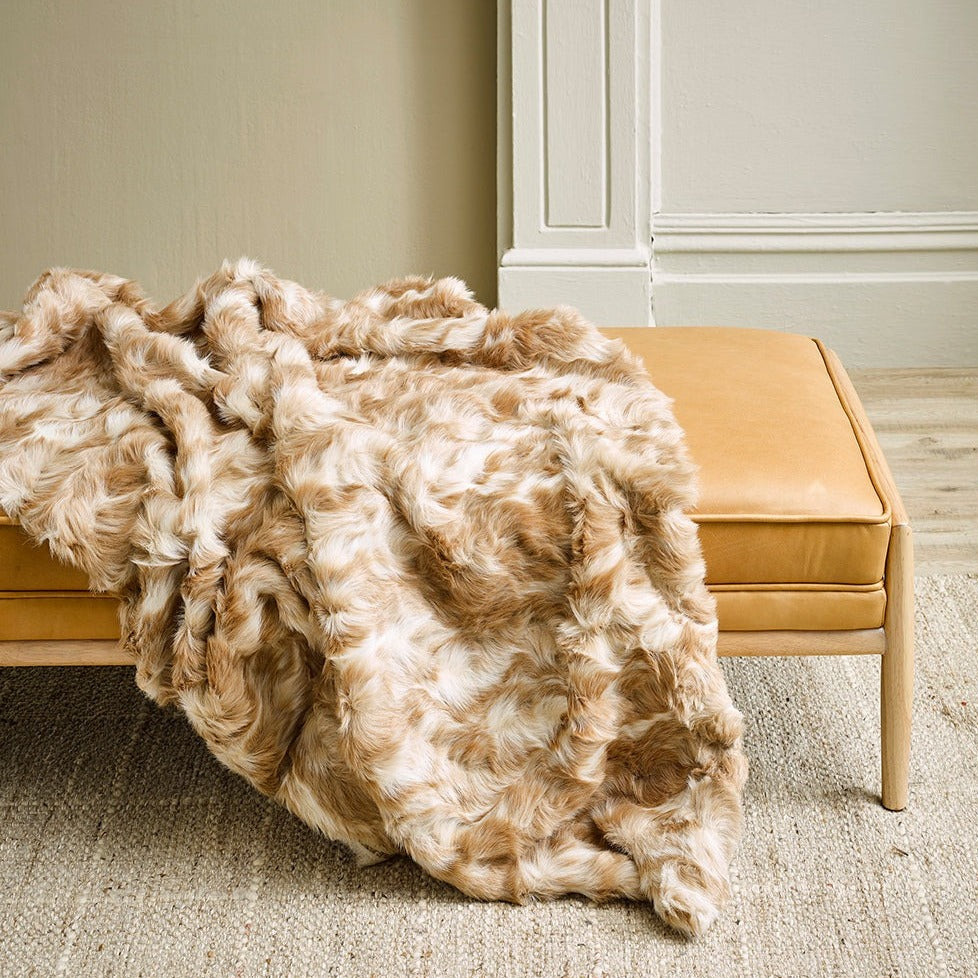 Heirloom NZ Made Faux Fur Throw - 150x180cm - Vintage Squirrel Fawn